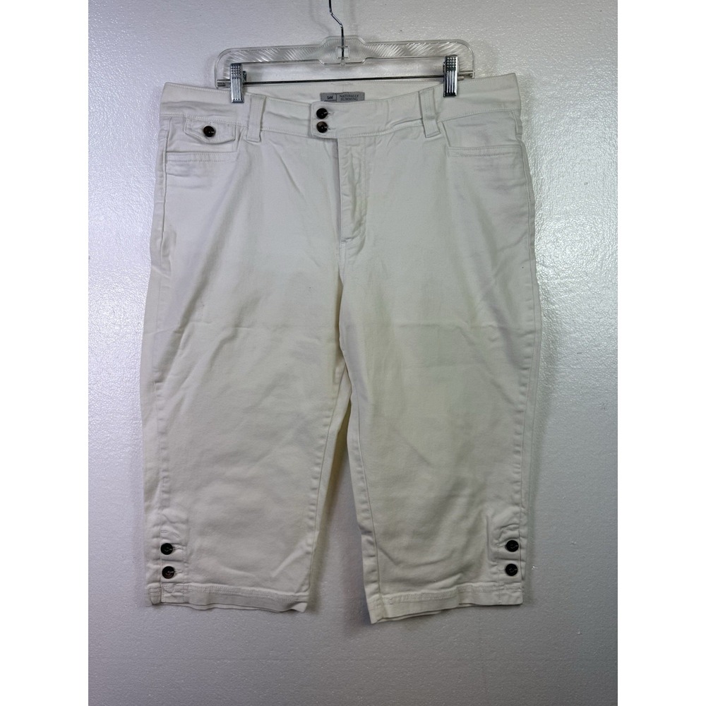 Lee Platinum Label White Comfort Slimming Capri Jeans Womens Sz 18 M Pocket